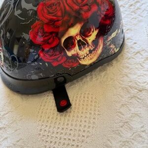 Skull and Red Roses Graphic Helmet